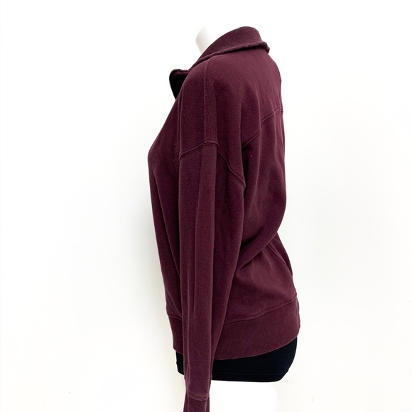 Athleta Burgundy Mock Neck Knit Sweater half zip - Picture 6 of 6